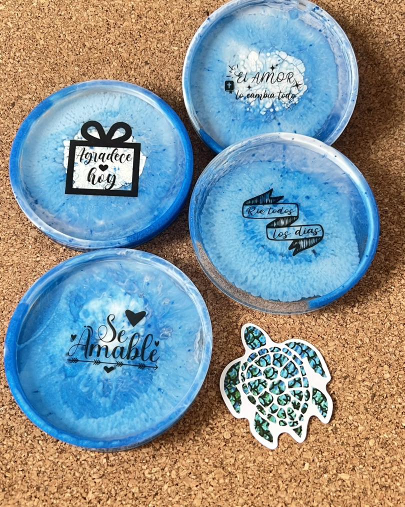 Clear epoxy resin with small sea creatures embedded